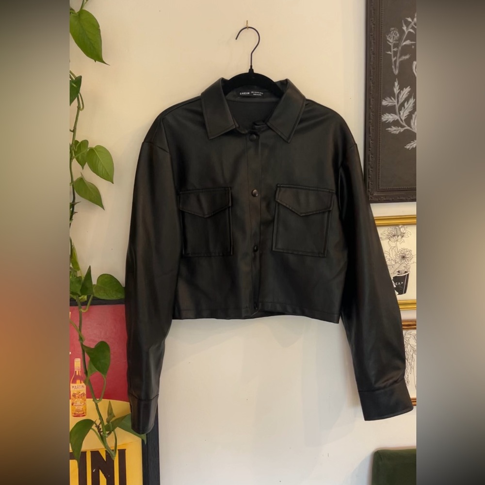 Black Cropped Leather Jacket